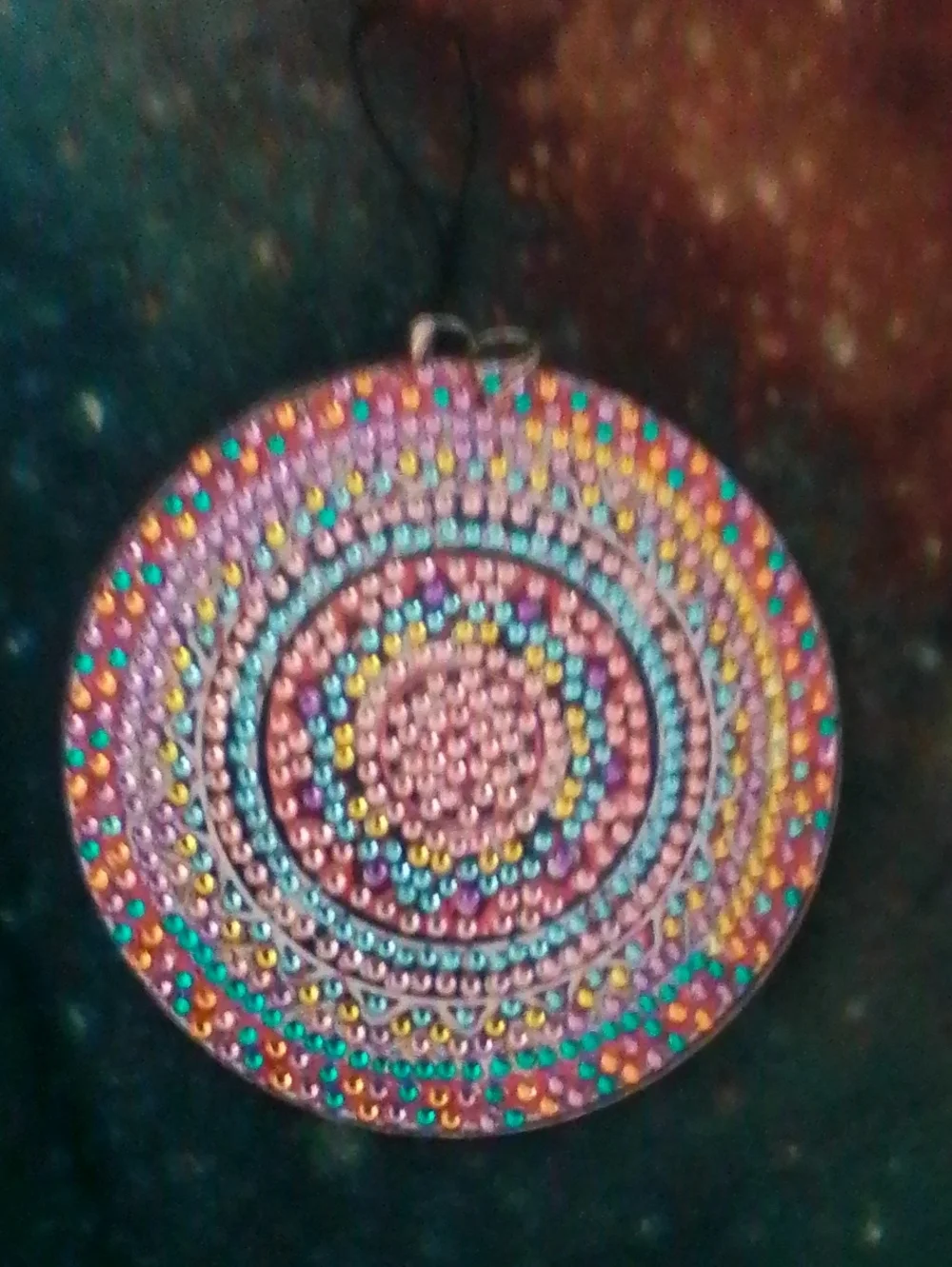 Cup Coaster Round Pink and Multi Color Diamond Art